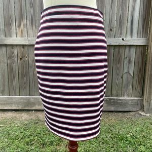 Leota navy red and white stripe pencil skirt women’s sz small